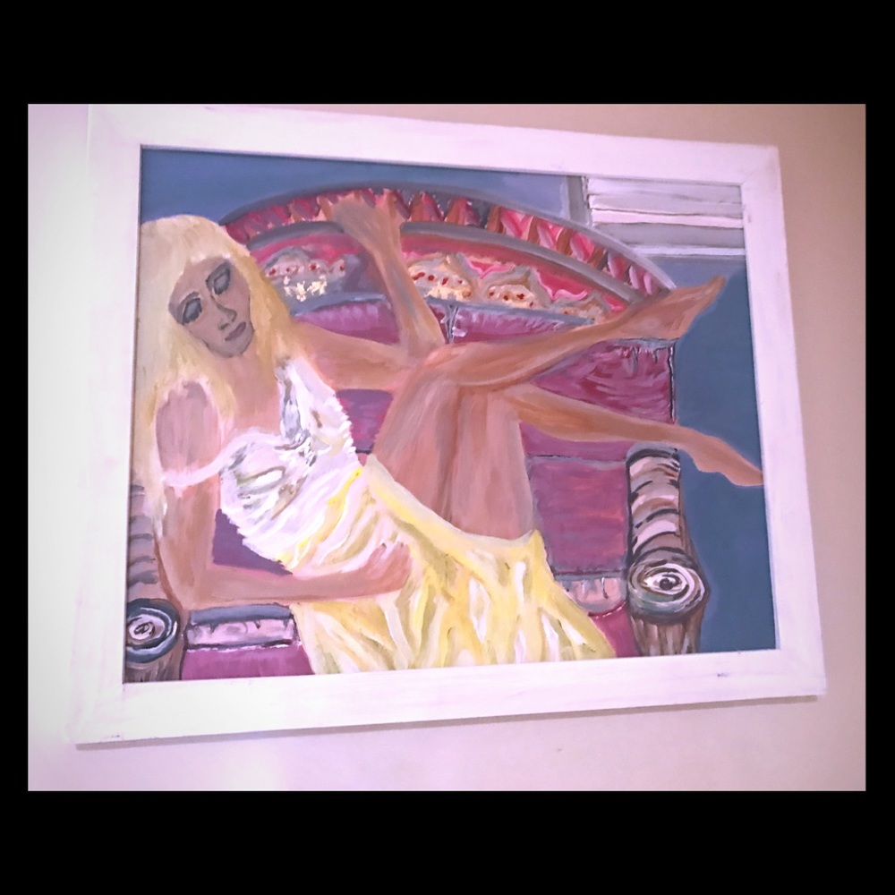 Orig acrylic painting wood framed